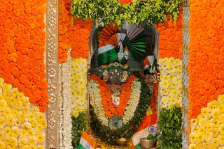 Jagatpita Brahma Temple decorated in tri colour