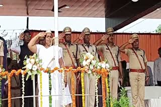 Flag hoisting by Minister Baby Devi