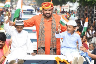 Brij Bhushan Sharan Singh takes part in Tiranga Rally