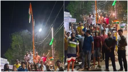 Tricolor being unfurled at Midnight in Bikaner