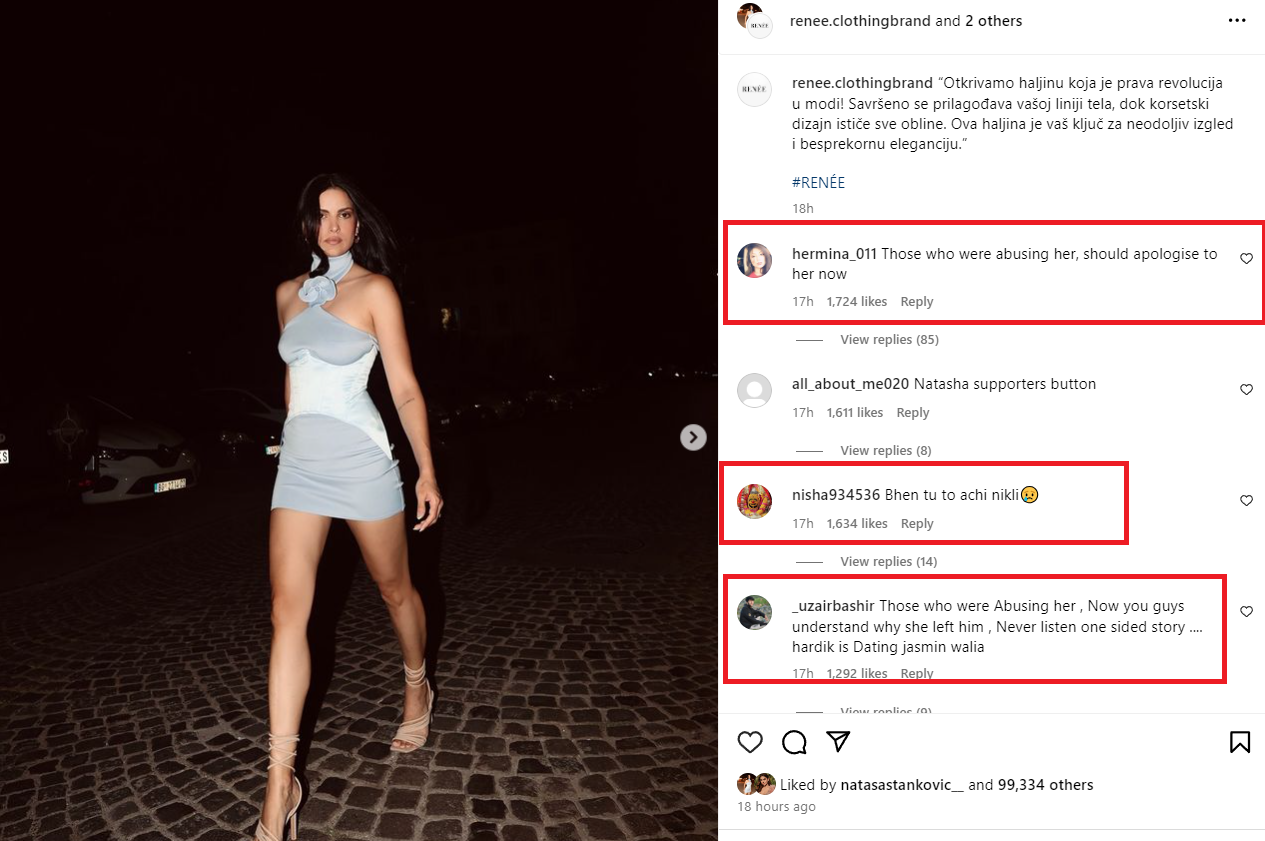 Netizens Apologise To Natasa Stankovic