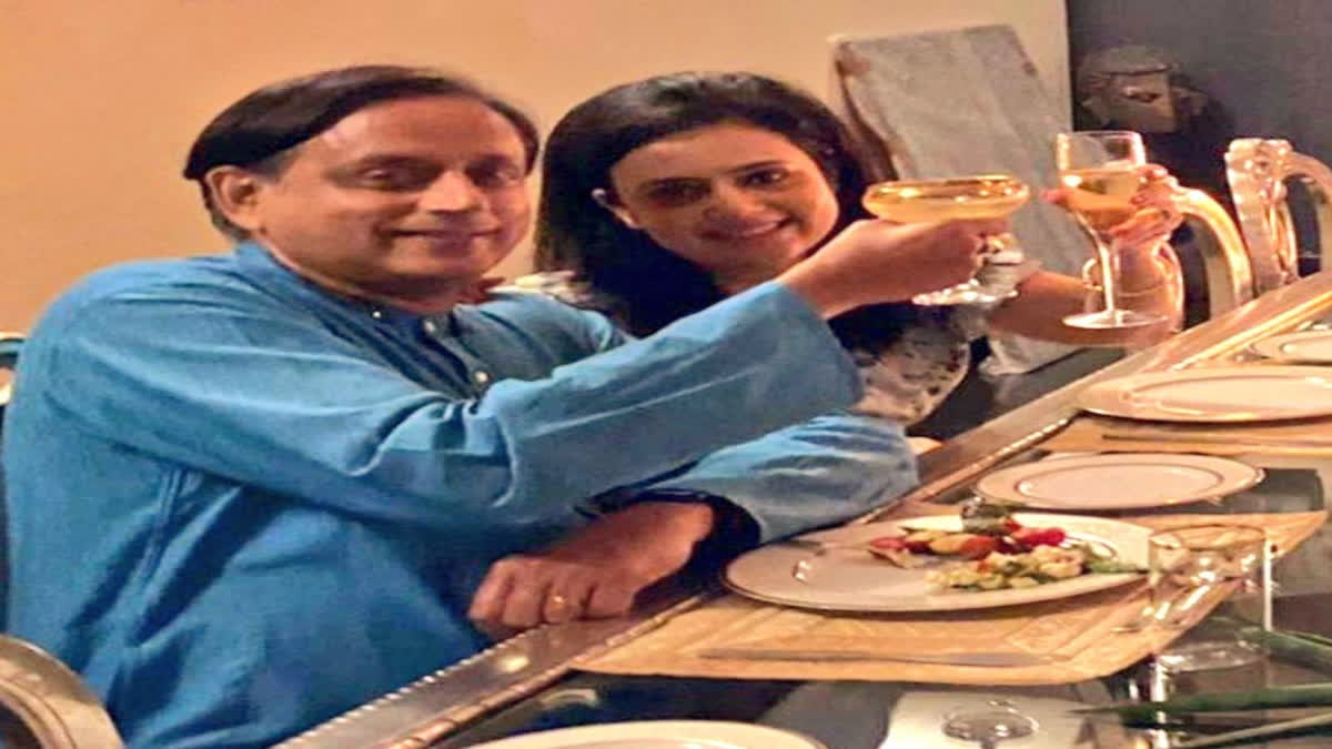 Shashi Tharoor Mahua Moitra cropped photo on social media Congress
