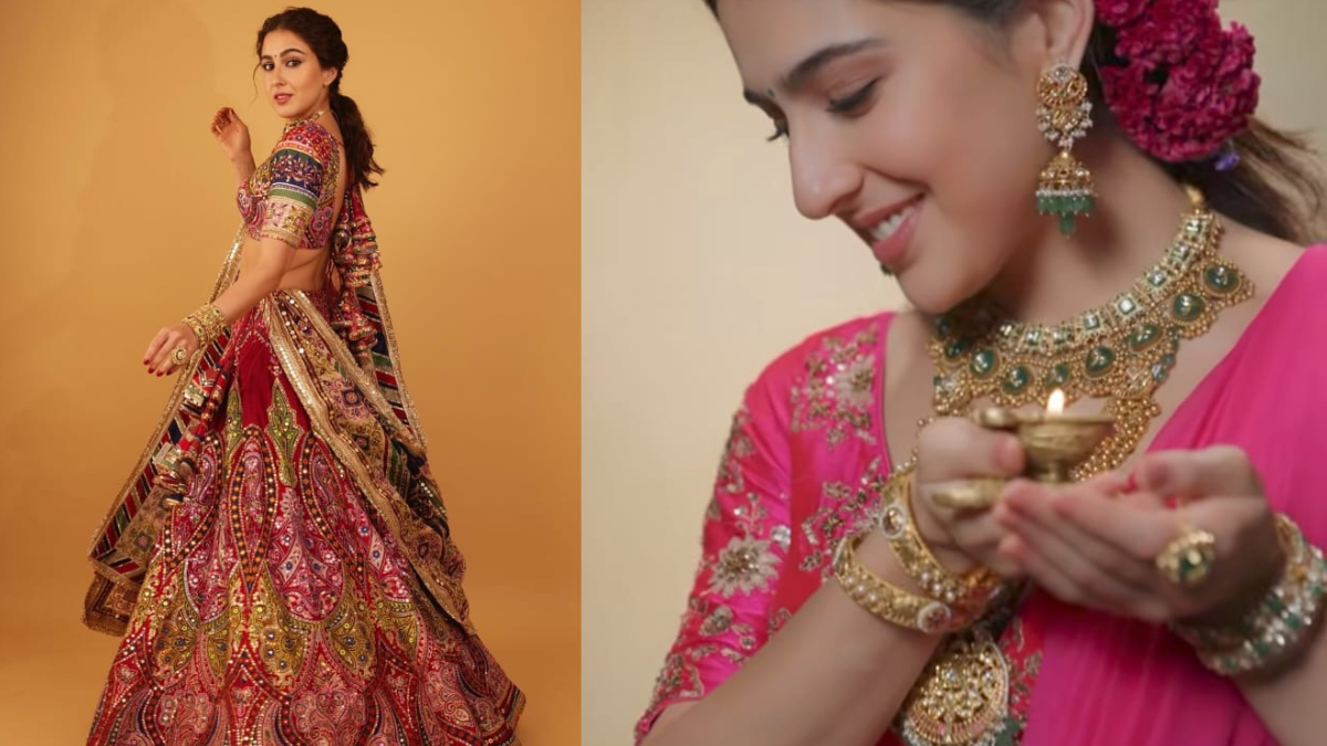 If you want a glamorous look like Sara Ali Khan on Karva Chauth 2024