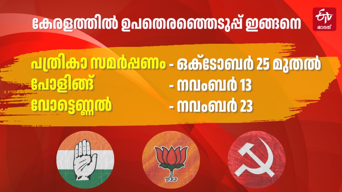 WAYANAD PALAKKAD ELECTION DATE  WAYANAD BYE ELECTION 2024  PALAKKAD BYE ELECTION 2024  CHELAKKARA BYE ELECTION 2024