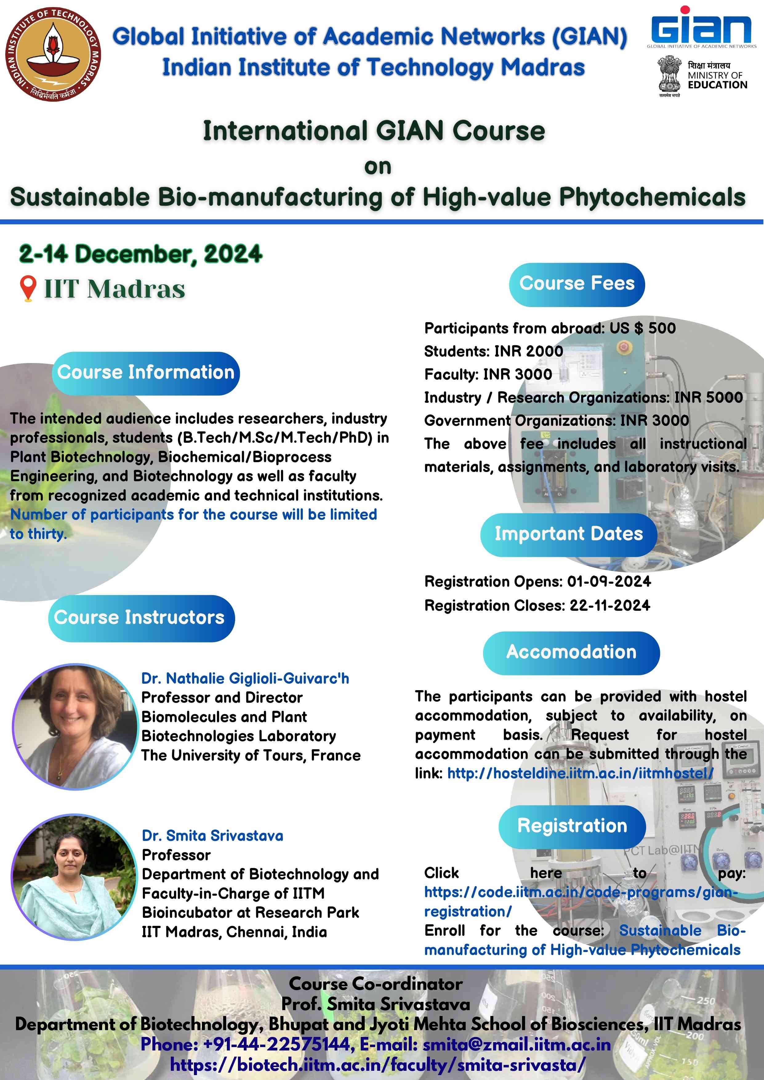 iit madras university of tours partnership sustainable biomanufacturing course