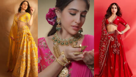 If you want a glamorous look like Sara Ali Khan on Karva Chauth 2024