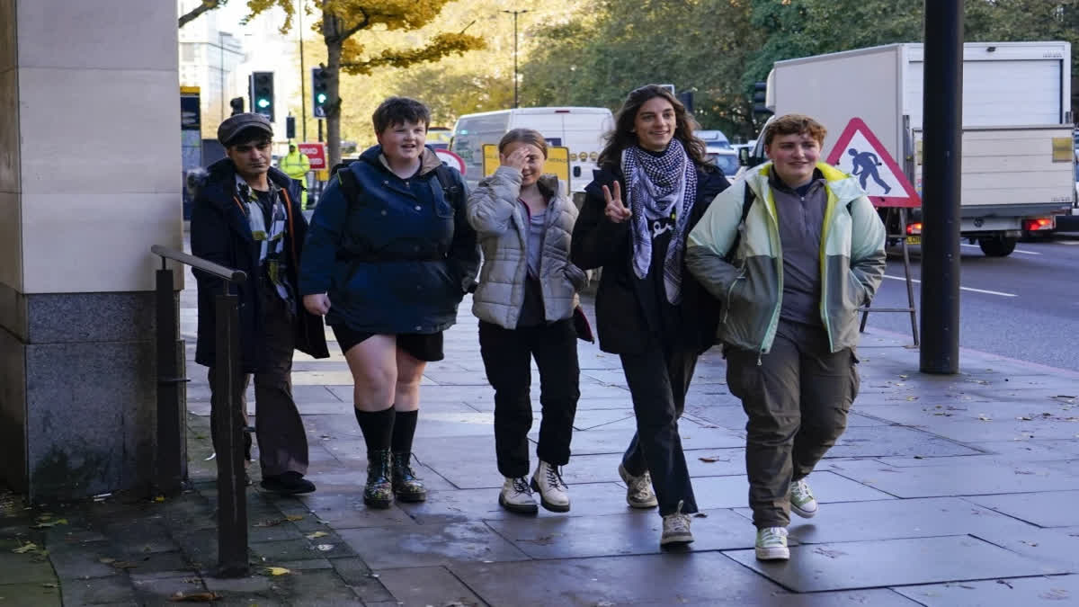 Greta Thunberg attends a London court hearing after police charged her with a public order offense