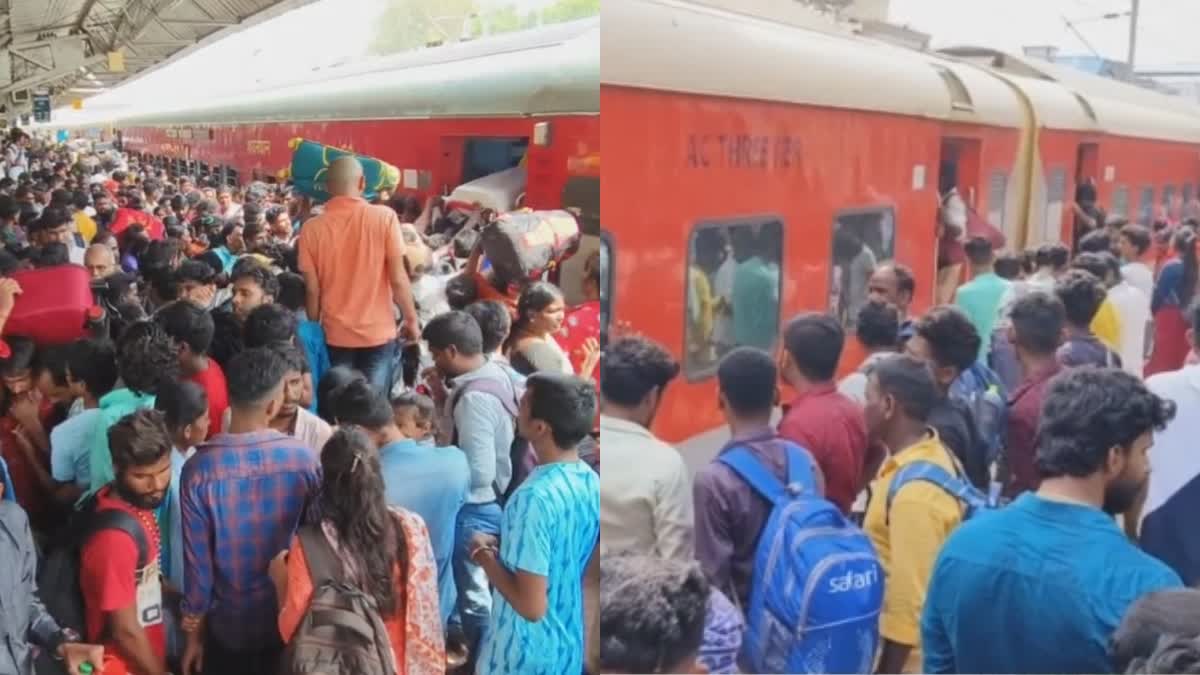 Etv Bharatmigrant-workers-struggling-to-move-to-their-states-due-to-lack-of-trains