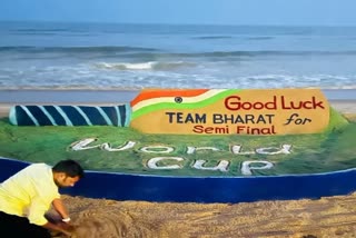Sudarshan Patnaik creats sand art ahead of India vs New Zealand World Cup semi-finals