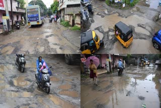 Roads damaged by rains in Chennai are suffering for motorists