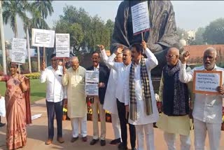 Protest by BJP Members in front of Parliament