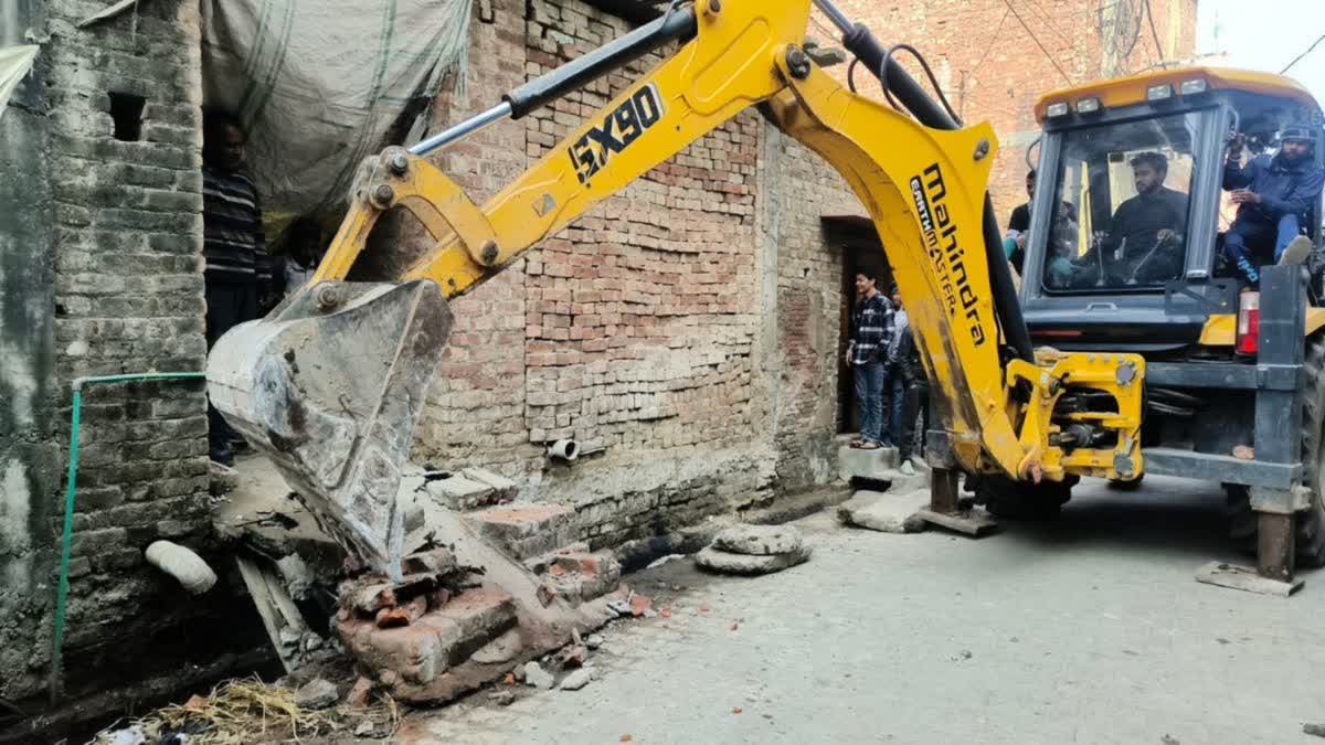 Bulldozer action in Uttar Pradesh's Sambhal.