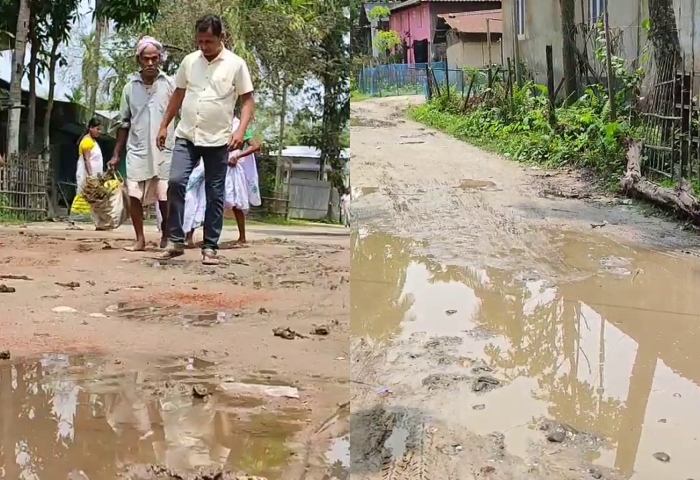 বিজেপিৰ ৰাজ্যিক সভাপতিৰ গৃহ সমষ্টিত ৰাইজৰ প্ৰতিবাদ