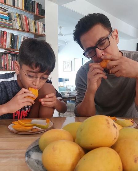 Aamir Khan, son Azad gorge mangoes like no one is watching, see adorable pics