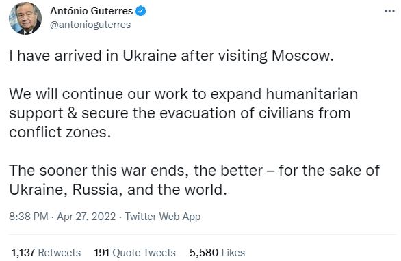 courtesy Antonio Guterres tweeter