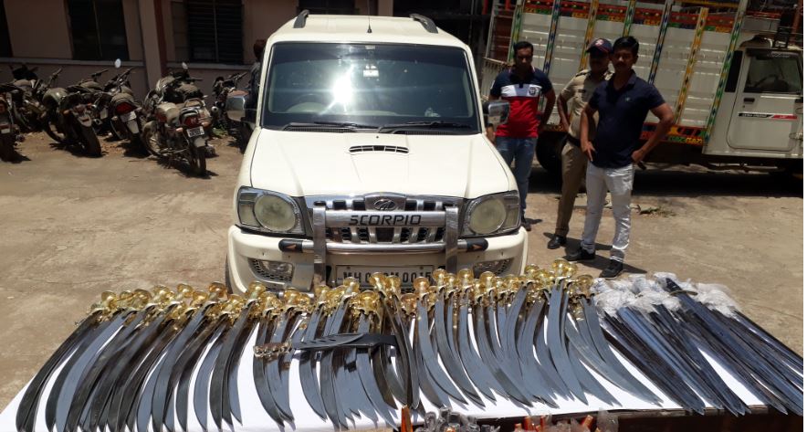 Police have seized 90 swords and a dagger from an SUV in Maharashtra’s Dhule district and arrested four people in this connection, an official said Thursday