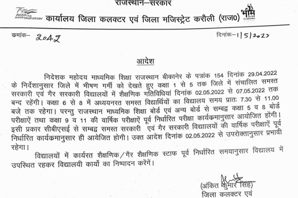 Class 1st to 5th schools closed in Karauli