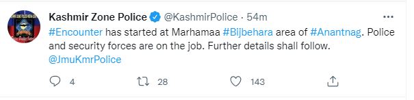 Encounter started at Marhama bijbehara