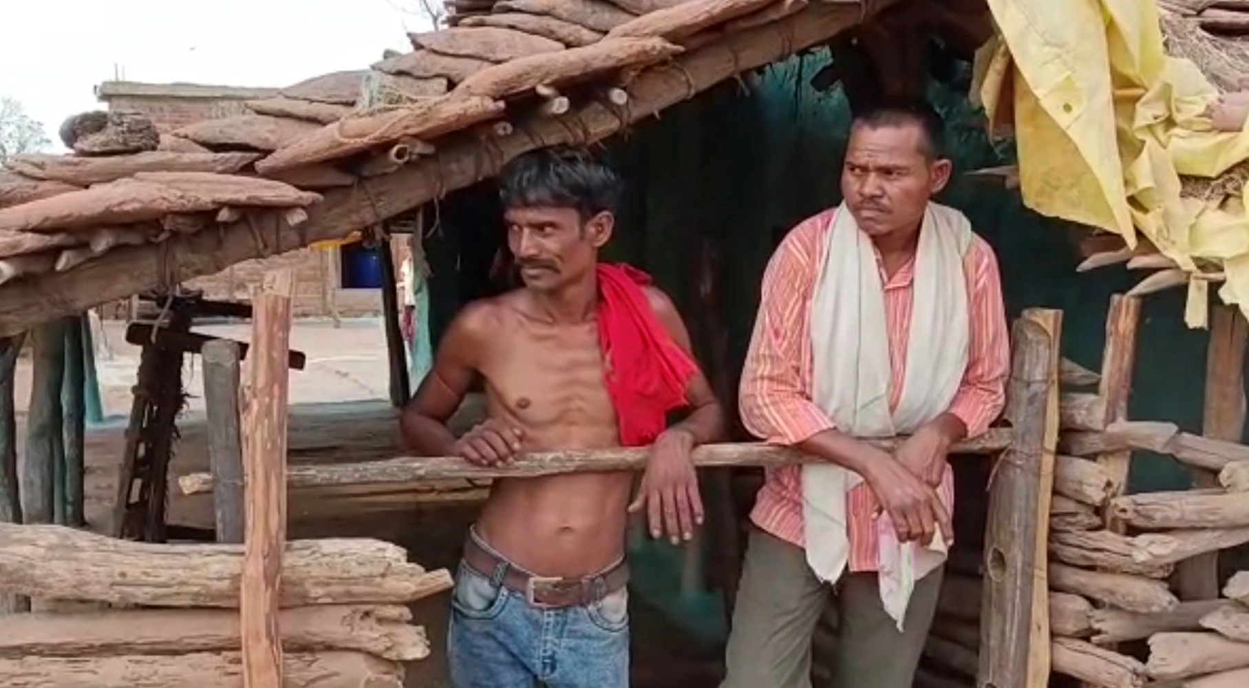 Villagers collect each drop falling from the rocks