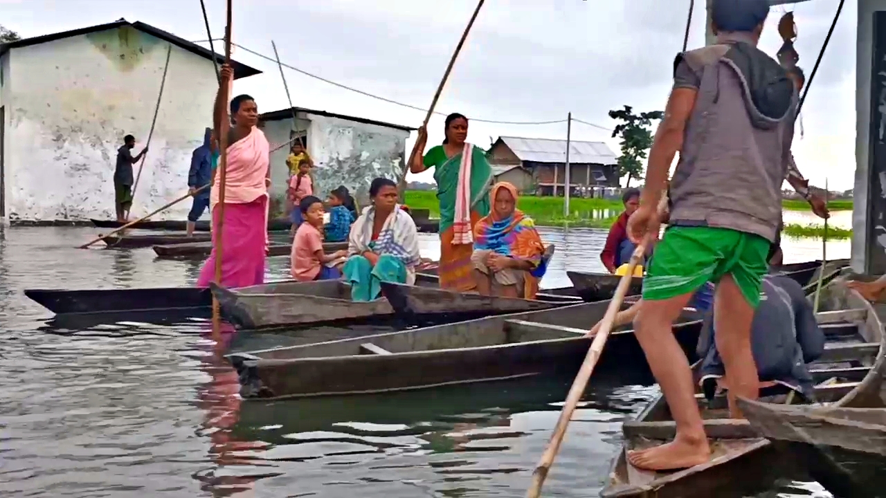 Boat is only way to come and go to school at Jonai