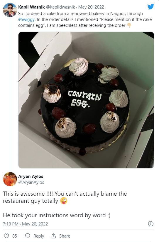 Swiggy's consumer got the cake ordered online