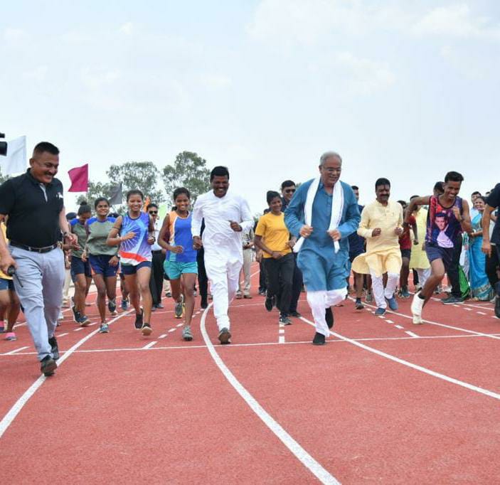 CM Bhupesh at Indira Priyadarshini Stadium