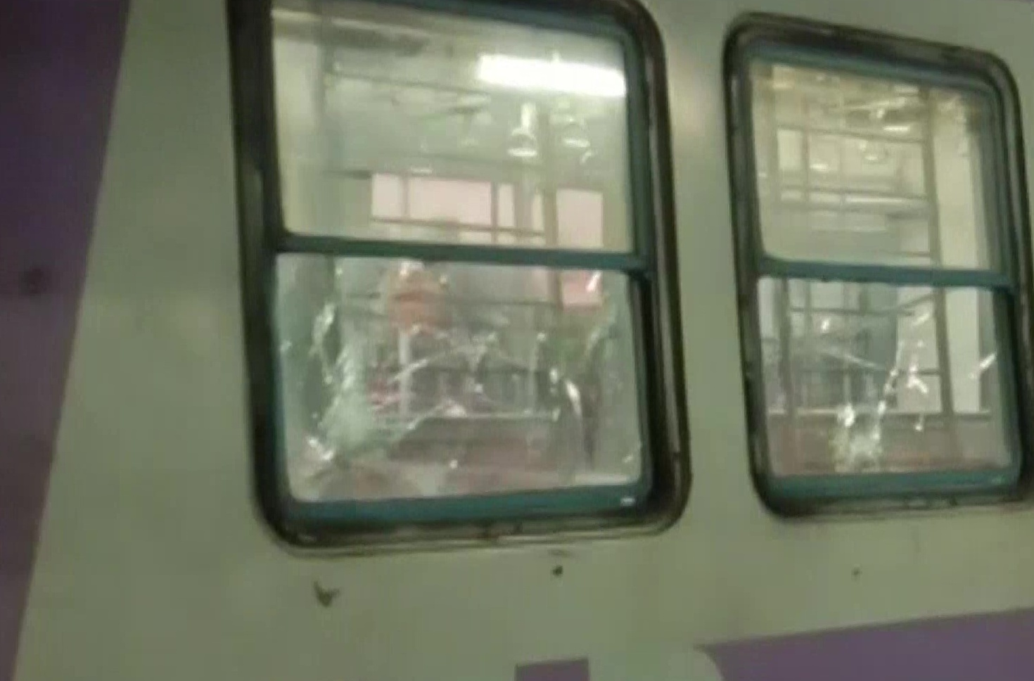 Mob attacks train