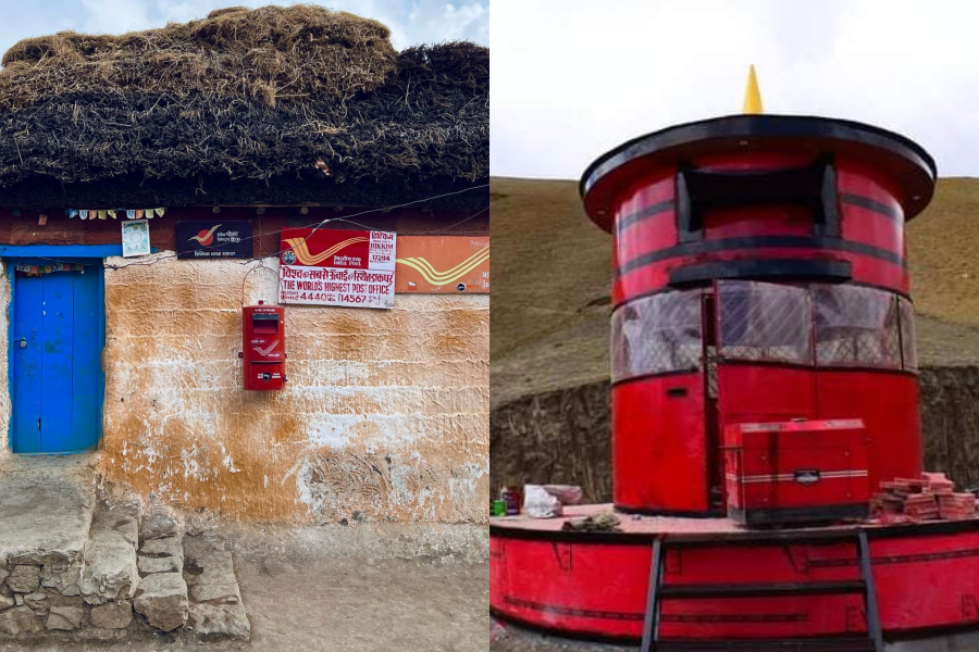 world's highest post office in hikkim village of lahaul spiti district of himachal pradesh. this post office gets letter box shaped office