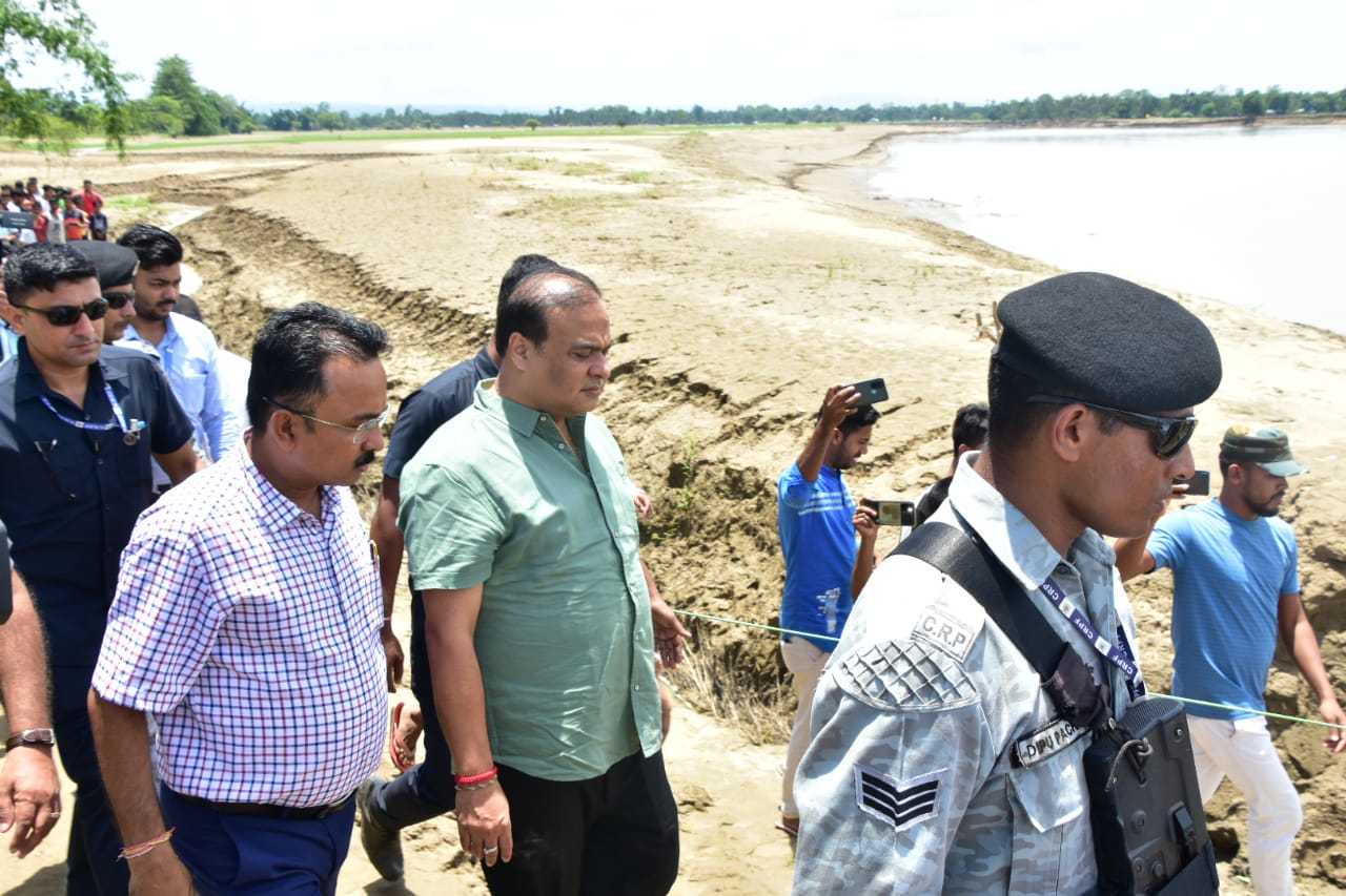 CM Himanta Biswa Sarma visits flood hit Hojai