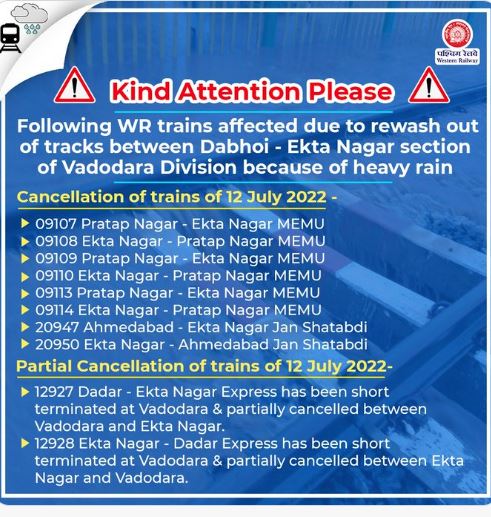 Western Railway trains today have been cancelled/partially cancelled