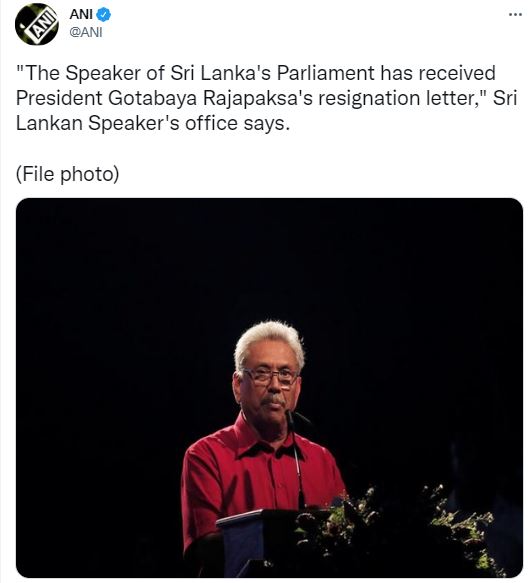 Sri Lanka president Rajapaksa resigns after arriving in Singapore