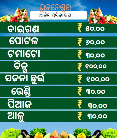 know the vegetables price in odisha market today