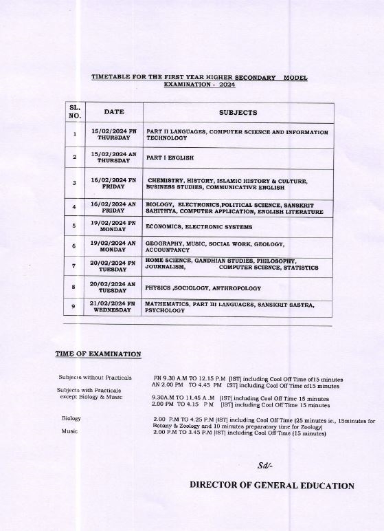 Higher Secondary Model Exam  Time Table has been published  ഹയർ സെക്കണ്ടറി മോഡൽ പരീക്ഷ  ടൈം ടേബിൾ പ്രസിദ്ധീകരിച്ചു