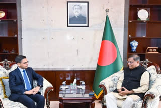 India's High Commissioner to Bangladesh Pranay Verma and Bangladesh's Foreign Minister Hasan Mahmud