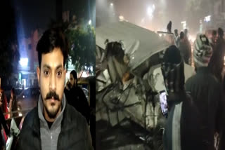 A terrible collision between an oxygen gas supply truck and a Blairo near Amritsar Cheharta