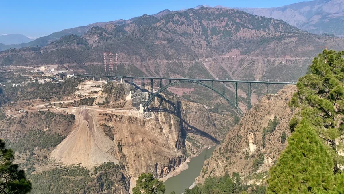 highway railway bridge over Chenab river in Reasi