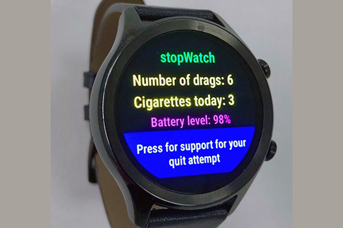 The smartwatch with a prevention message