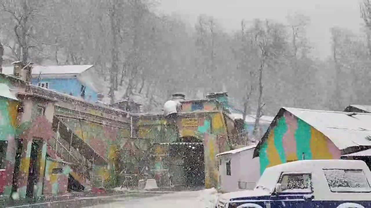 A view of fresh snowfall in Kashmir