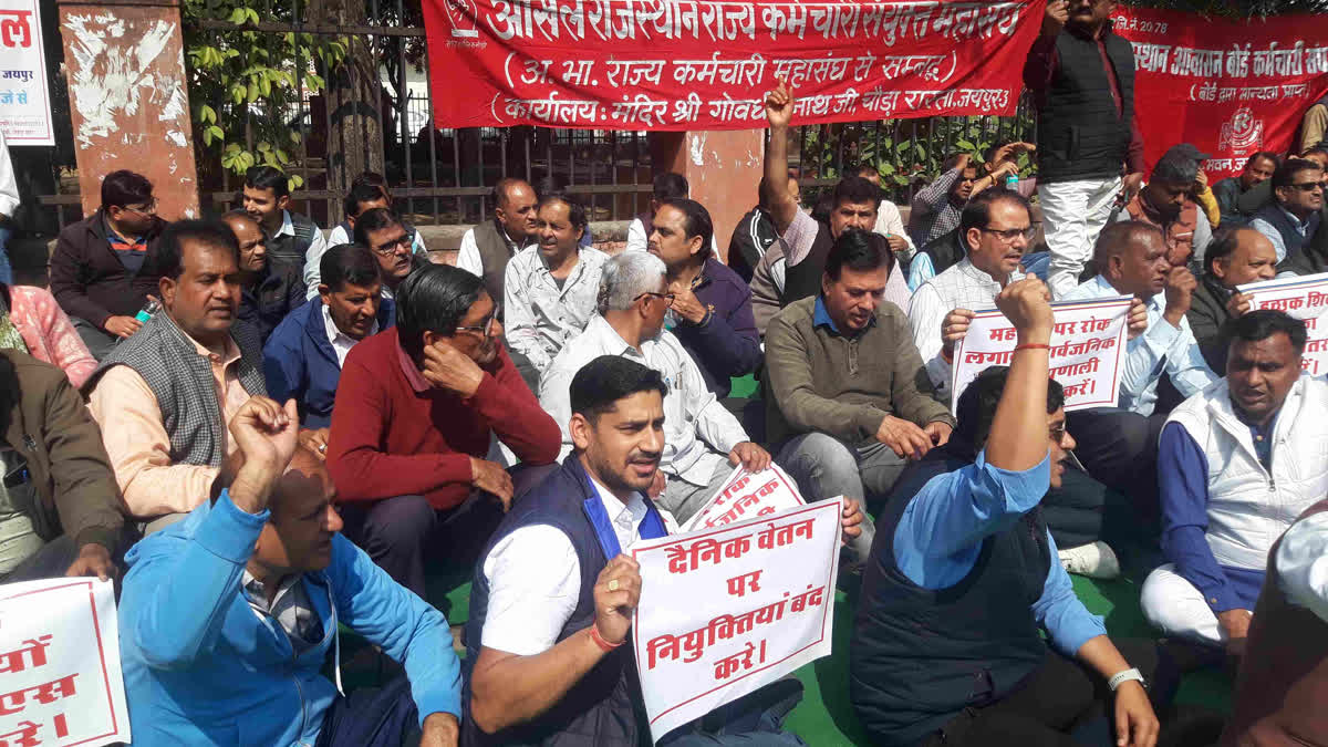 protest of employees in Jaipur