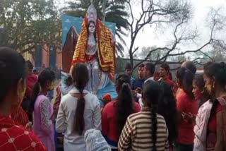 idol Immersion of Mother Saraswati in Godda