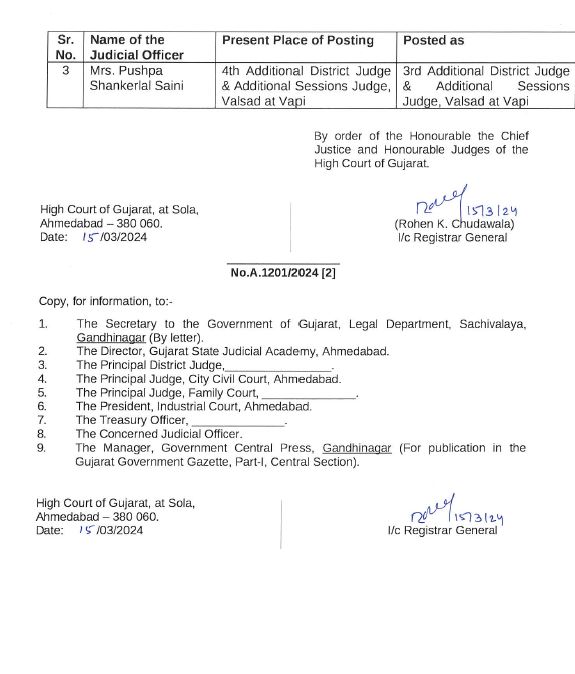 31 District Judge level Judges Transfer