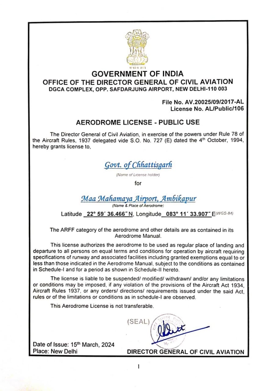 Aerodrome license for air service