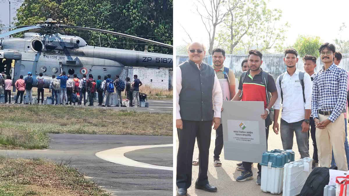 The polling team left by helicopter