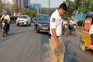 Telangana Traffic Police personnel on duty
