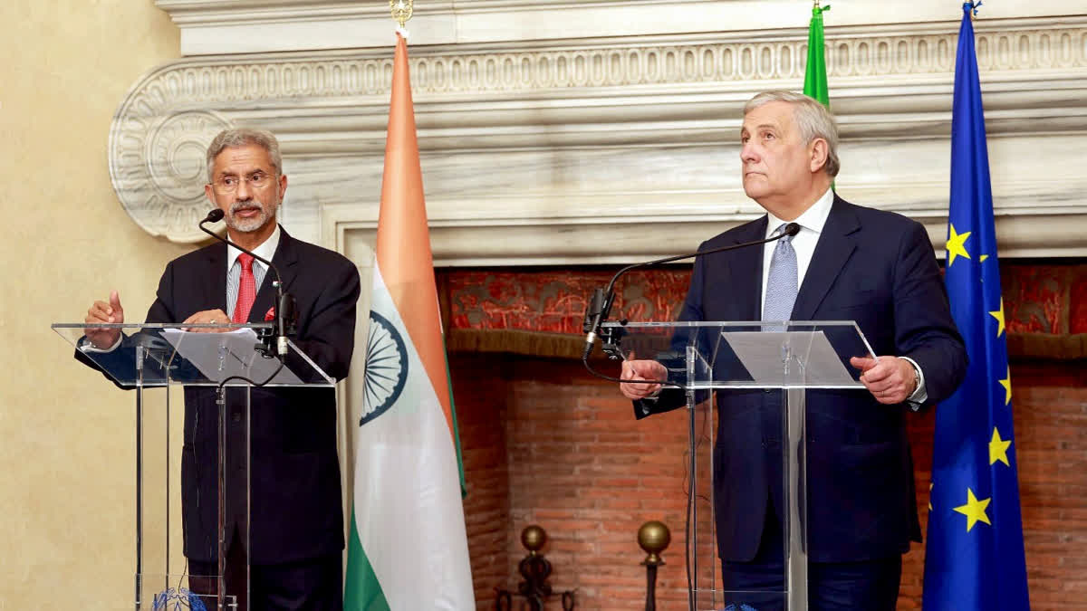 External Affairs Minister S Jaishankar with Italian Deputy Prime Minister and Foreign Affairs Minister Antonio Tajani.