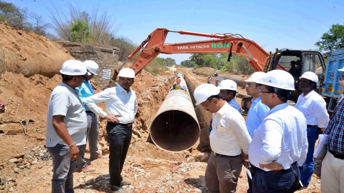 ಕಾವೇರಿ-5ನೇ ಹಂತದ ಕಾಮಗಾರಿ ಪರಿಶೀಲನೆ