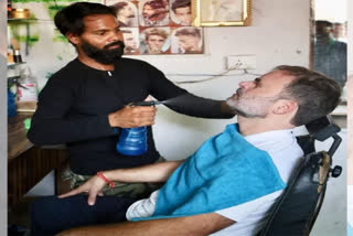 ETV Bharat correspondent had a special conversation with Gandhi's barber, Mithun, who gave him a brand new look in just three minutes.