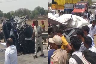 Vehicles crushed in an accident in Jaipur.