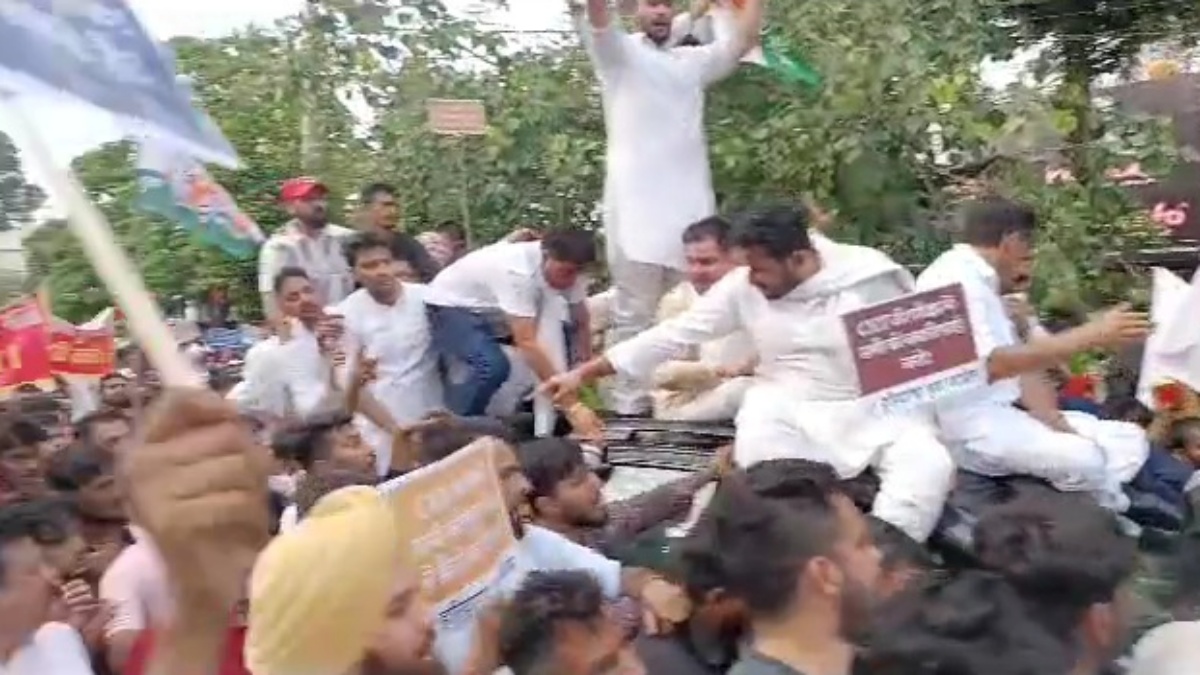 congress protest in karnal