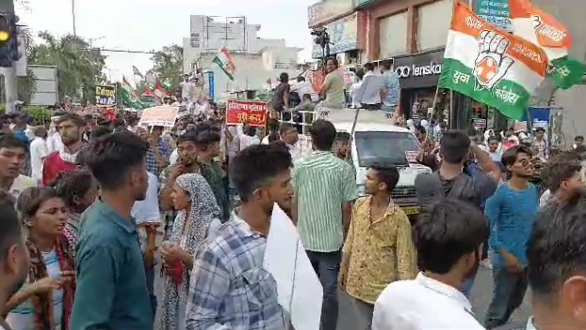 congress protest in karnal